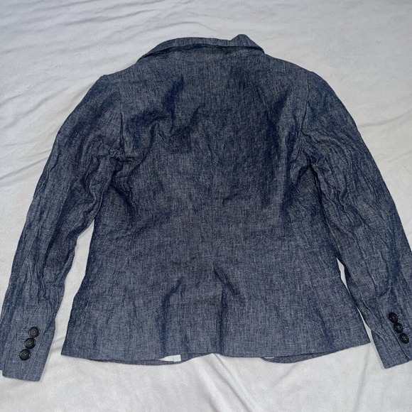 Banana Republic Sz 2 Linen Blend Blue 2 Button Blazer - Picture 7 of 9